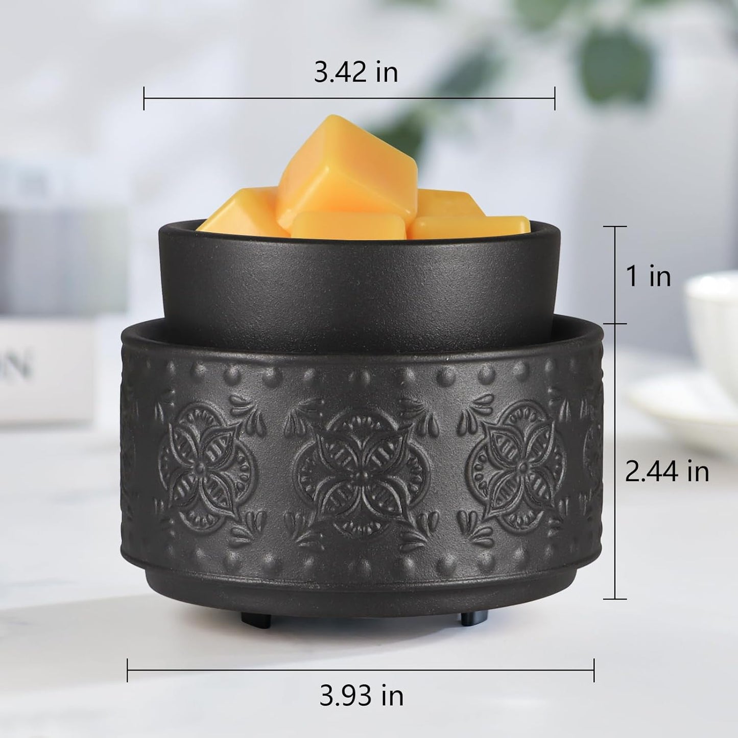 Black Embossed Multi-Use Wax Warmer - Electric Candle Warmer