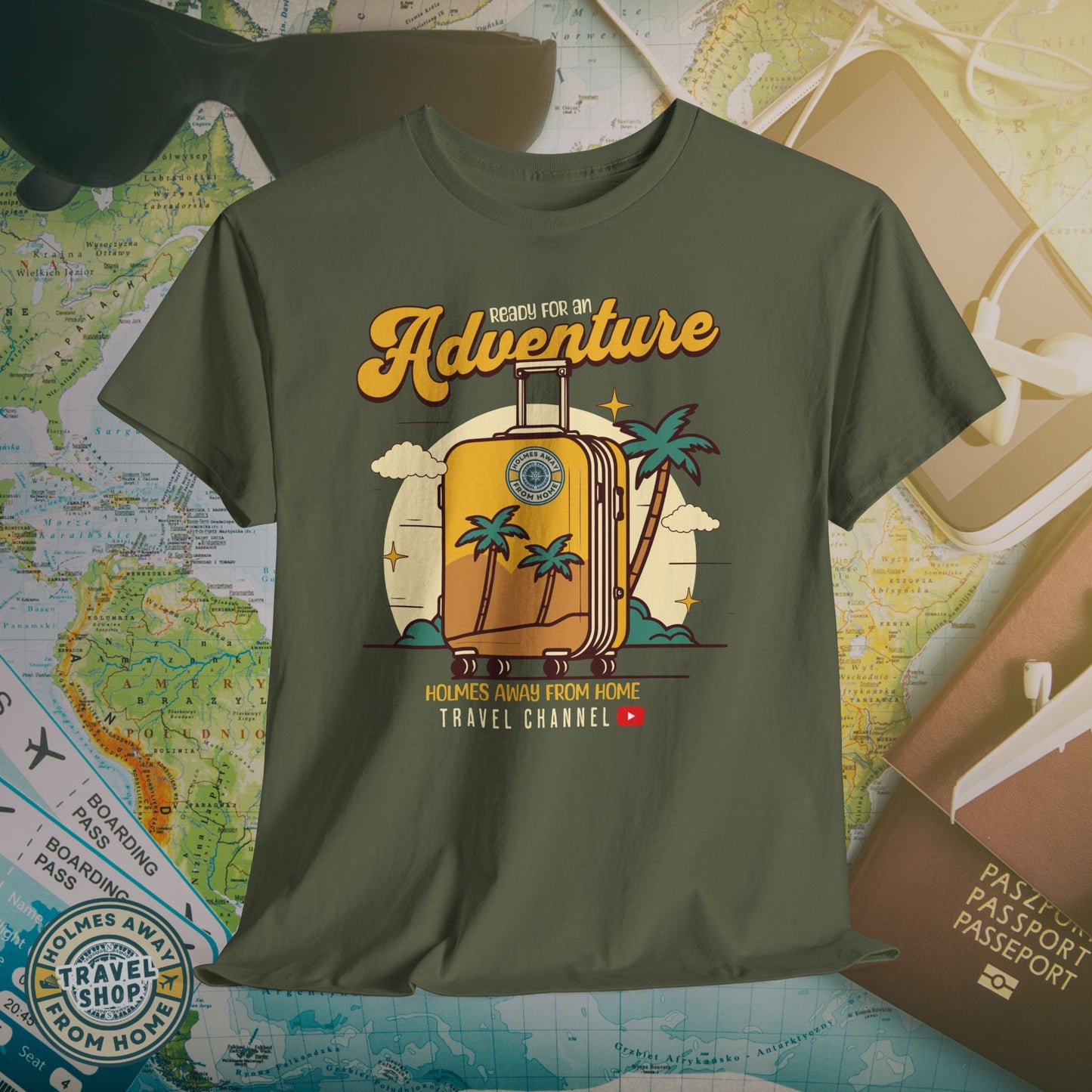 Holmes Away From Home “Adventure” Travel Tee – Official Channel Merchandise
