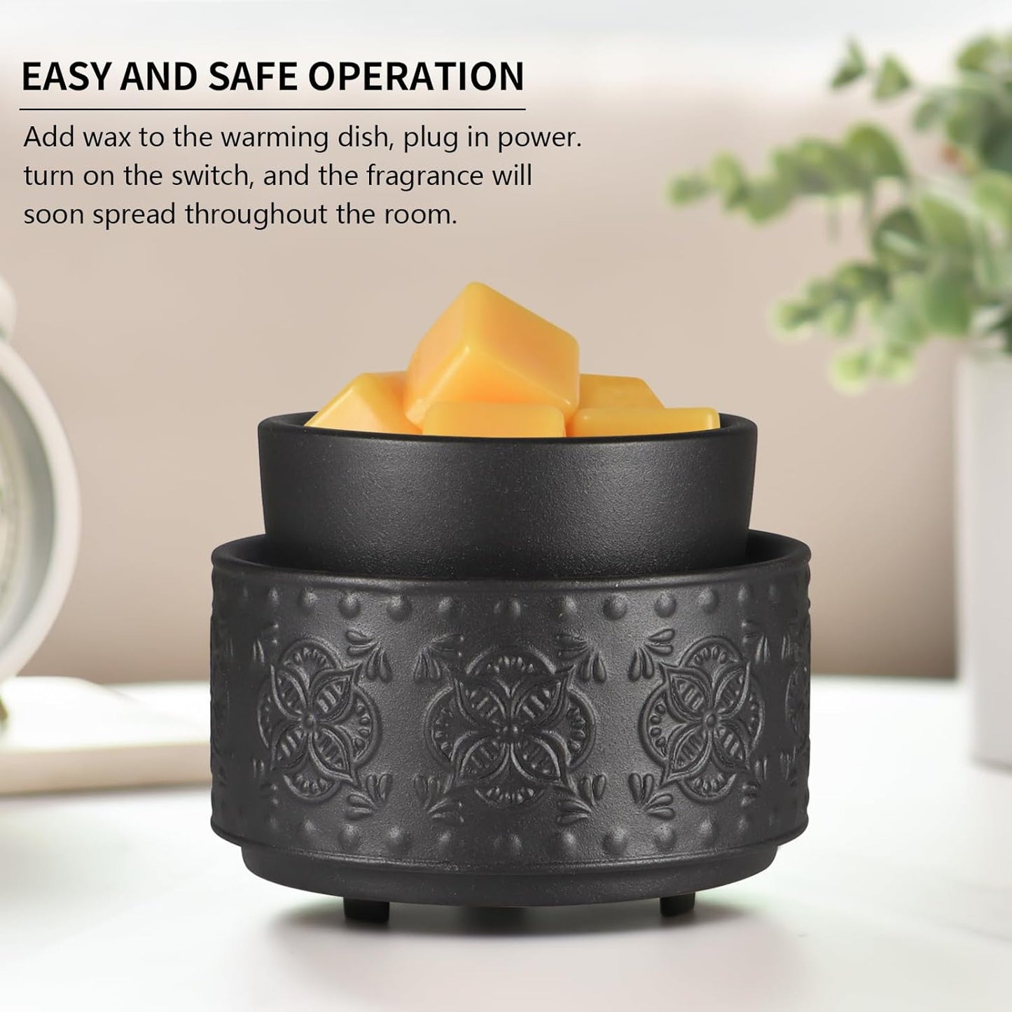 Black Embossed Multi-Use Wax Warmer - Electric Candle Warmer